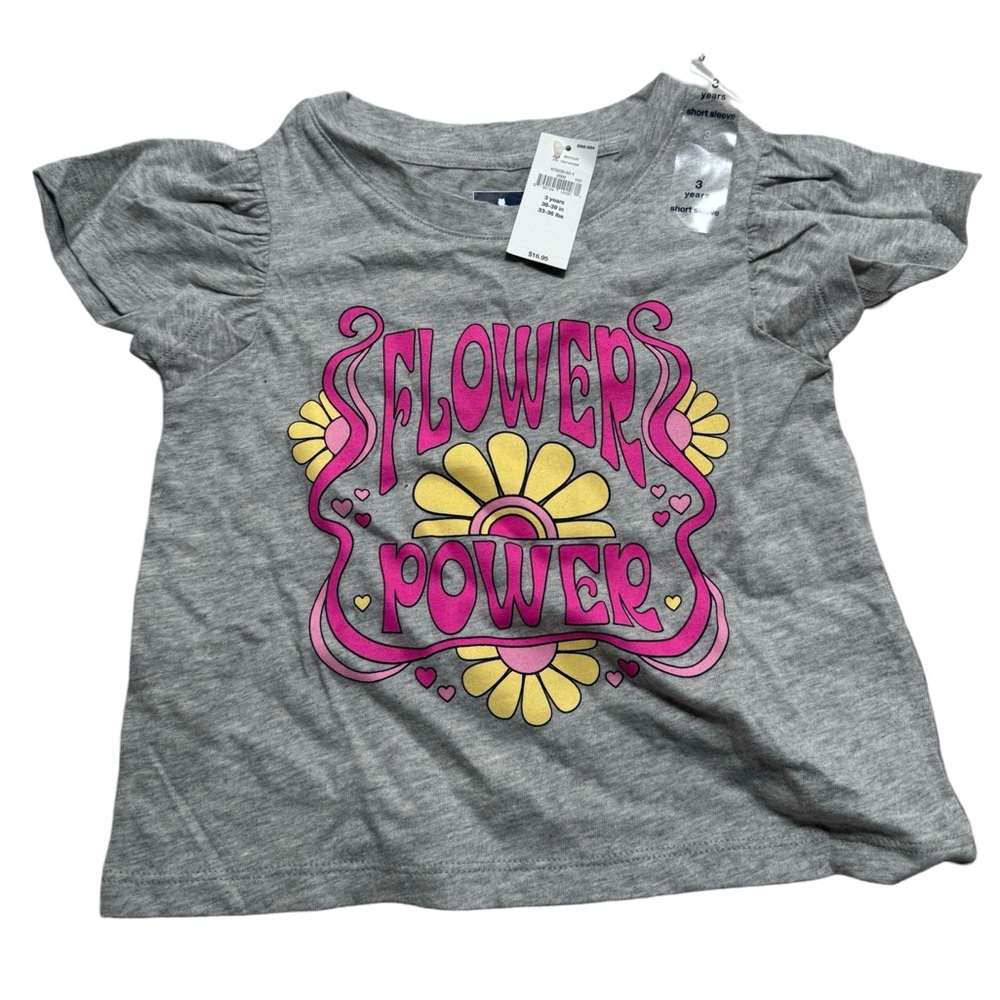 NWT GAP Heather Gray Short Sleeve Tee with Colorful Graphic Print SZ 3T